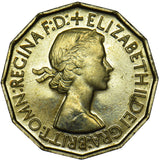 1953 Brass Threepence - Elizabeth II British Coin - Superb