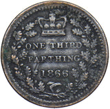 1866 Third Farthing - Victoria British Bronze Coin