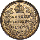 1902 Third Farthing - Edward VII British Bronze Coin - Superb