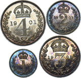 1901 Maundy Set - Victoria British Silver Coins - Superb