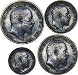 1902 Maundy Set - Edward VII British Silver Coins - Superb