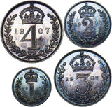 1907 Maundy Set - Edward VII British Silver Coins - Superb