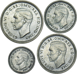 1939 Maundy Set - George VI British Silver Coins - Very Nice
