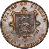 1858 Jersey 1/13th Shilling - Victoria Copper Coin - Very Nice