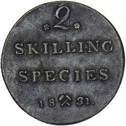 1831 Norway 2 Skilling - Copper Coin - Nice