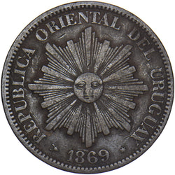 1869 Uruguay 4 Centisimos - Copper Coin - Nice