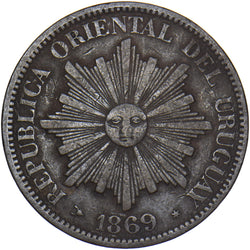 1869 Uruguay 4 Centismos - Copper Coin - Nice