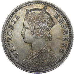 1889 India 1/4 Rupee - Victoria Silver Coin - Very Nice