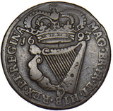 1693 Ireland Halfpenny - William & Mary Copper Coin - Nice