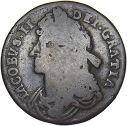1686 Ireland Halfpenny - James II Copper Coin