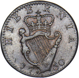 1760 Ireland Farthing - George II Copper Coin - Nice