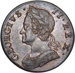 1748 Halfpenny - George II British Copper Coin - Very Nice