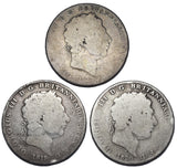 1818 - 1820 Crowns Lot (3 Coins) - George III British Silver Coins - Date Run