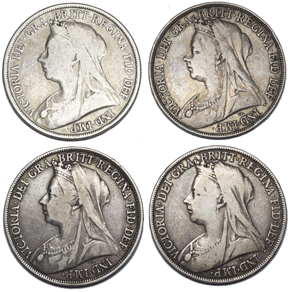 1893 - 1898 Crowns Lot (4 Coins) - Victoria British Silver Coins