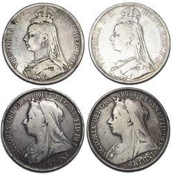 1889 - 1896 Crowns Lot (4 Coins) - Victoria British Silver Coins