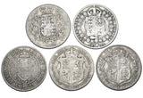 1874 - 1915 Halfcrowns Lot (5 Coins) - British Silver Coins  - Different Types