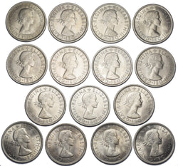 1953 - 1967 High Grade Florins Lot (15 Coins) - Elizabeth II British Coins