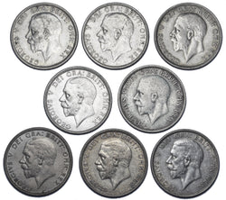 1928 - 1936 Better Grade Florins Lot (8 Coins) - George V British Silver Coins