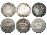 1845 - 1859 Shillings Lot (6 Coins) - Victoria British Silver Coins