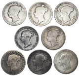 1842 - 1866 Sixpences Lot (8 Coins) - Victoria British Silver Coins