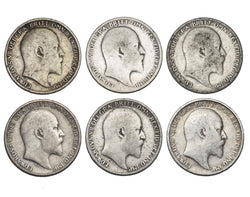 1902 - 1910 Sixpences Lot (6 Coins) - Edward VII British Silver Coins