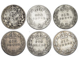 1902 - 1910 Sixpences Lot (6 Coins) - Edward VII British Silver Coins