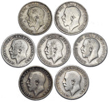 1911 - 1919 Sixpences Lot (7 Coins) - George V British Silver Coins