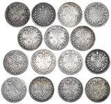 1873 - 1887 Threepences Lot (15 Coins) - Victoria British Silver Coins Date Run
