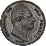 1837 Farthing - William IV British Copper Coin - Very Nice
