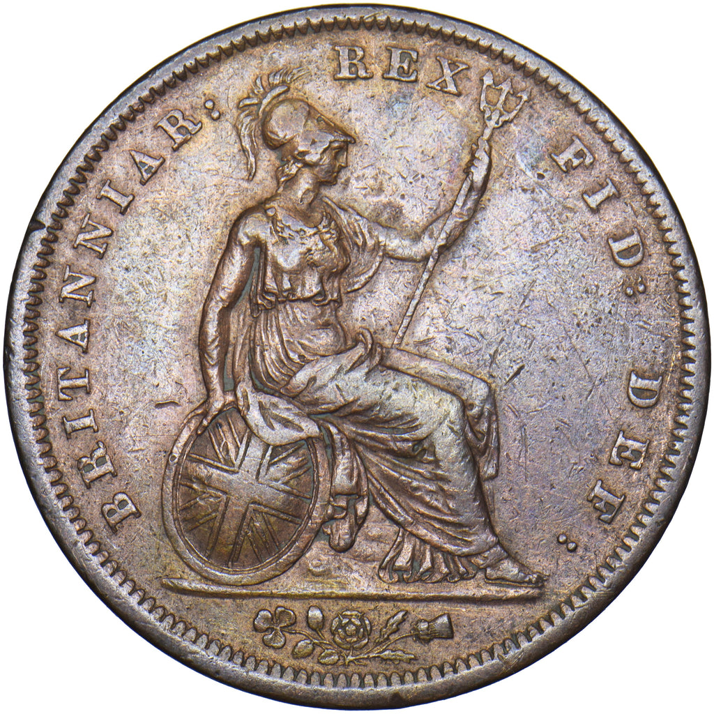 1826 penny thin line george iv british copper coin nice the