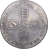 1696 Crown - William III British Silver Coin - Nice