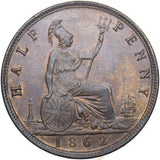 1862 Halfpenny - Victoria British Bronze Coin - Superb