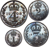 1908 Maundy Set (With Dated Case) - Edward VII British Silver Coins