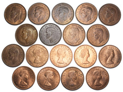 1937 - 1967 High Grade Pennies Lot (18 Coins) - British Bronze Coins