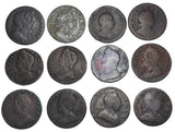 1694 - 1775 Halfpennies Lot (12 Coins) - British Copper Coins