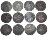 1694 - 1775 Halfpennies Lot (12 Coins) - British Copper Coins