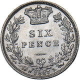 1887 Sixpence (Young Head.) - Victoria British Silver Coin - Very Nice
