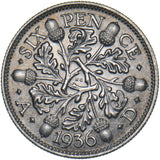 1936 Sixpence - George V British Silver Coin - Superb