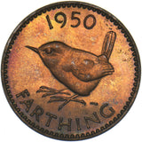 1950 Proof Farthing - George VI British Bronze Coin - Superb