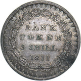 1811 3 Shillings Bank Token - George III British Silver Coin - Nice