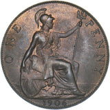 1906 Penny - Edward VII British Bronze Coin - Very Nice