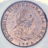 1799 Farthing (CGS UNC 80) - George III British Copper Coin - Superb