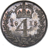 1915 Maundy Fourpence - George V British Silver Coin - Superb