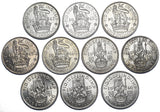 1942 - 1946 High Grade Silver Shillings Lot (10 Coins, Both Types)
