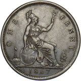 1867 Penny - Victoria British Bronze Coin - Very Nice