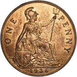 1936 Penny - George V British Bronze Coin - Superb