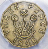 1946 Brass Threepence (PCGS XF 45) - George VI British Coin - Nice