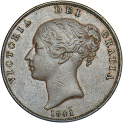 1841 Penny - Victoria British Copper Coin - Nice