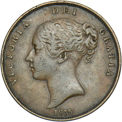 1855 Penny (OT) - Victoria British Copper Coin - Nice
