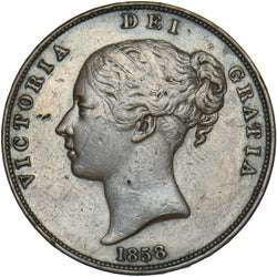 1858 Penny - Victoria British Copper Coin